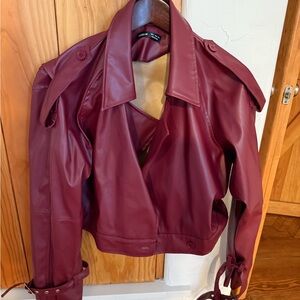 SHEIN Burgundy Bomber Jacket